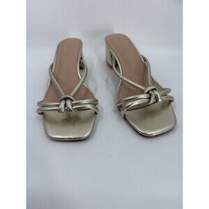 Olivia Miller Women’s Emerald Gold Metallic Sandal Block Heel Size US 9